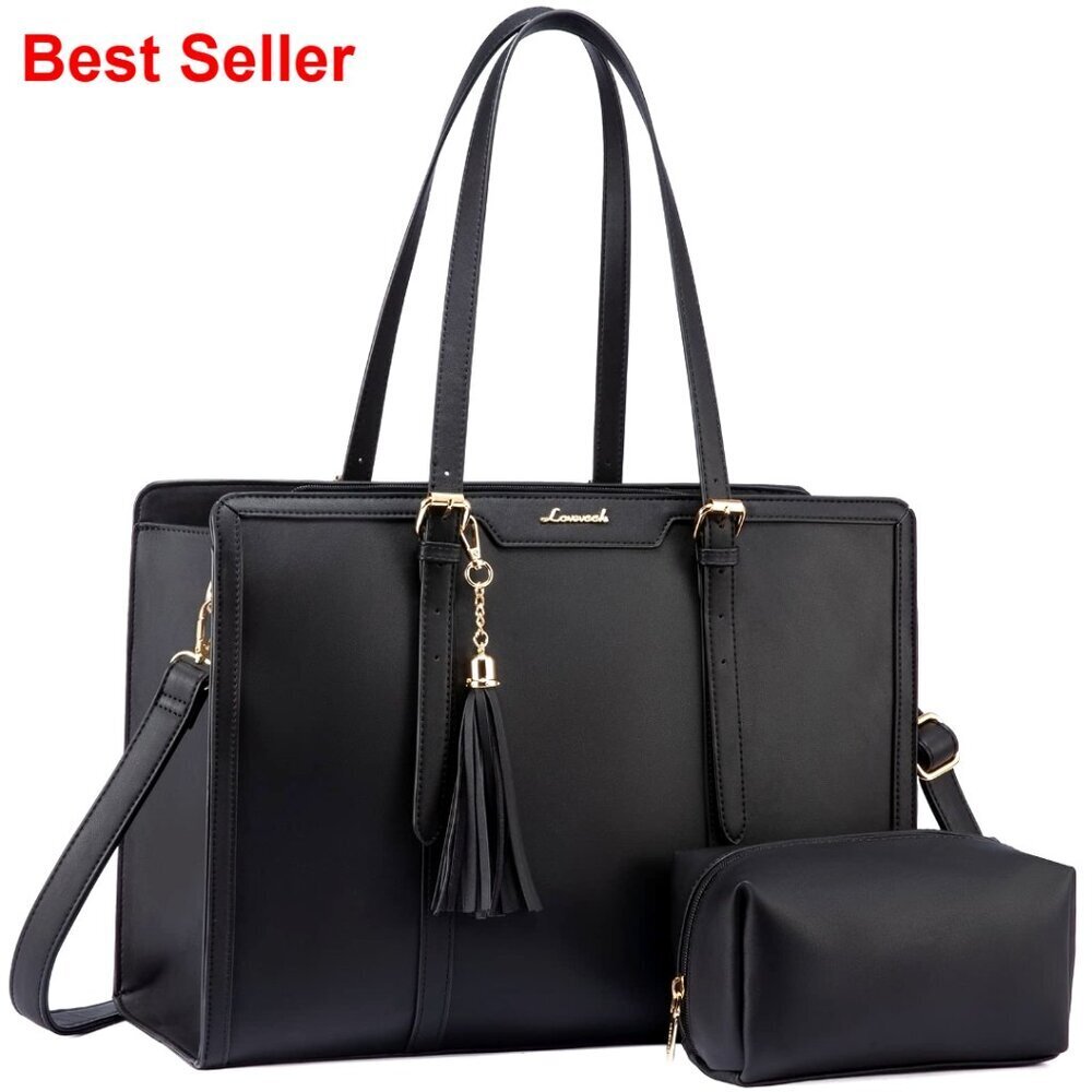 15.6 Inch Laptop Tote Bag Lightweight PU Leather Large Capacity Work Travel